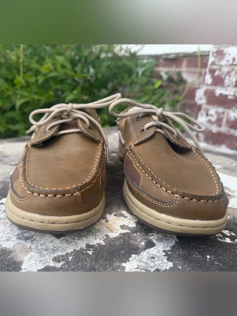 Margaritaville Anchor Lace Boat Shoe Leather Brown Mens Sz 9.5 US